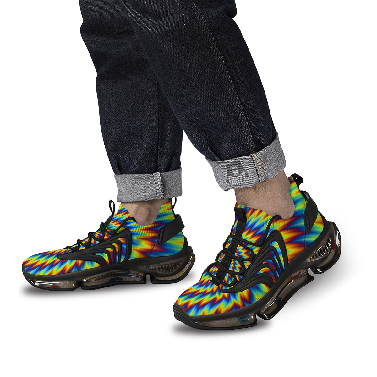 Illusion Optical Psychedelic Expansion Black Gym Shoes-grizzshop