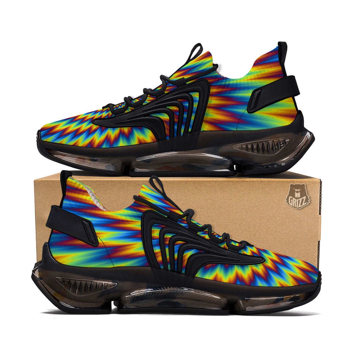 Illusion Optical Psychedelic Expansion Black Gym Shoes-grizzshop