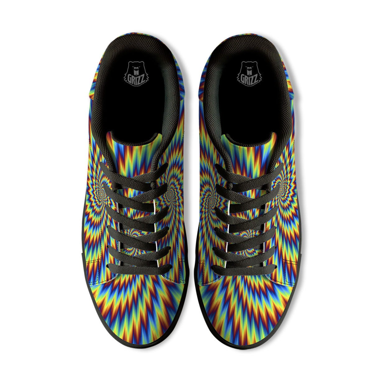 Illusion Optical Psychedelic Expansion Black Low Top Sneakers-grizzshop