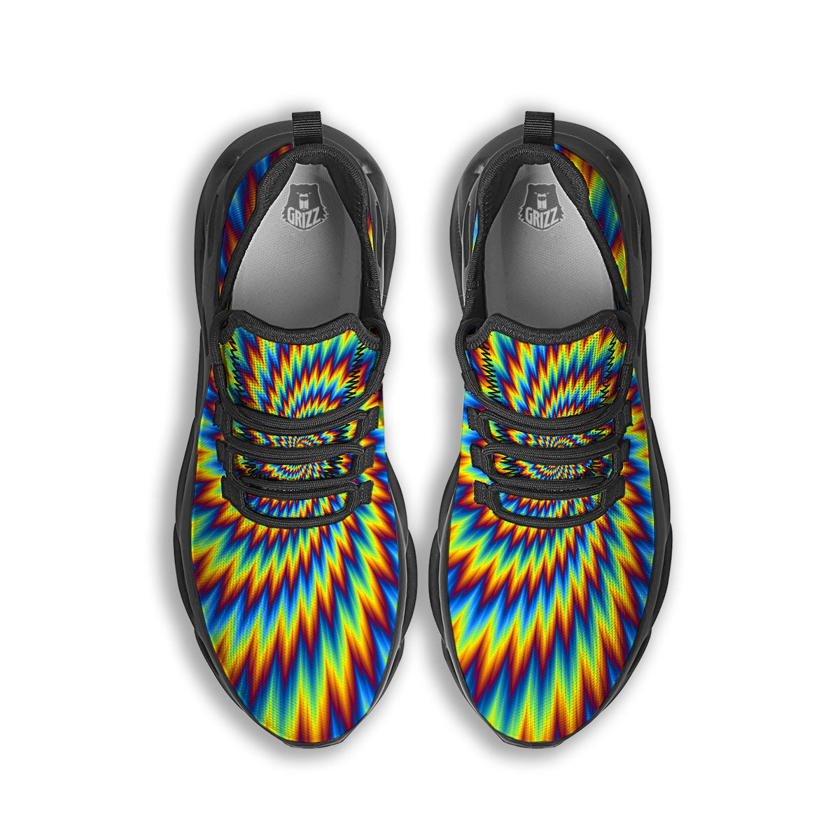 Illusion Optical Psychedelic Expansion Black Running Shoes-grizzshop