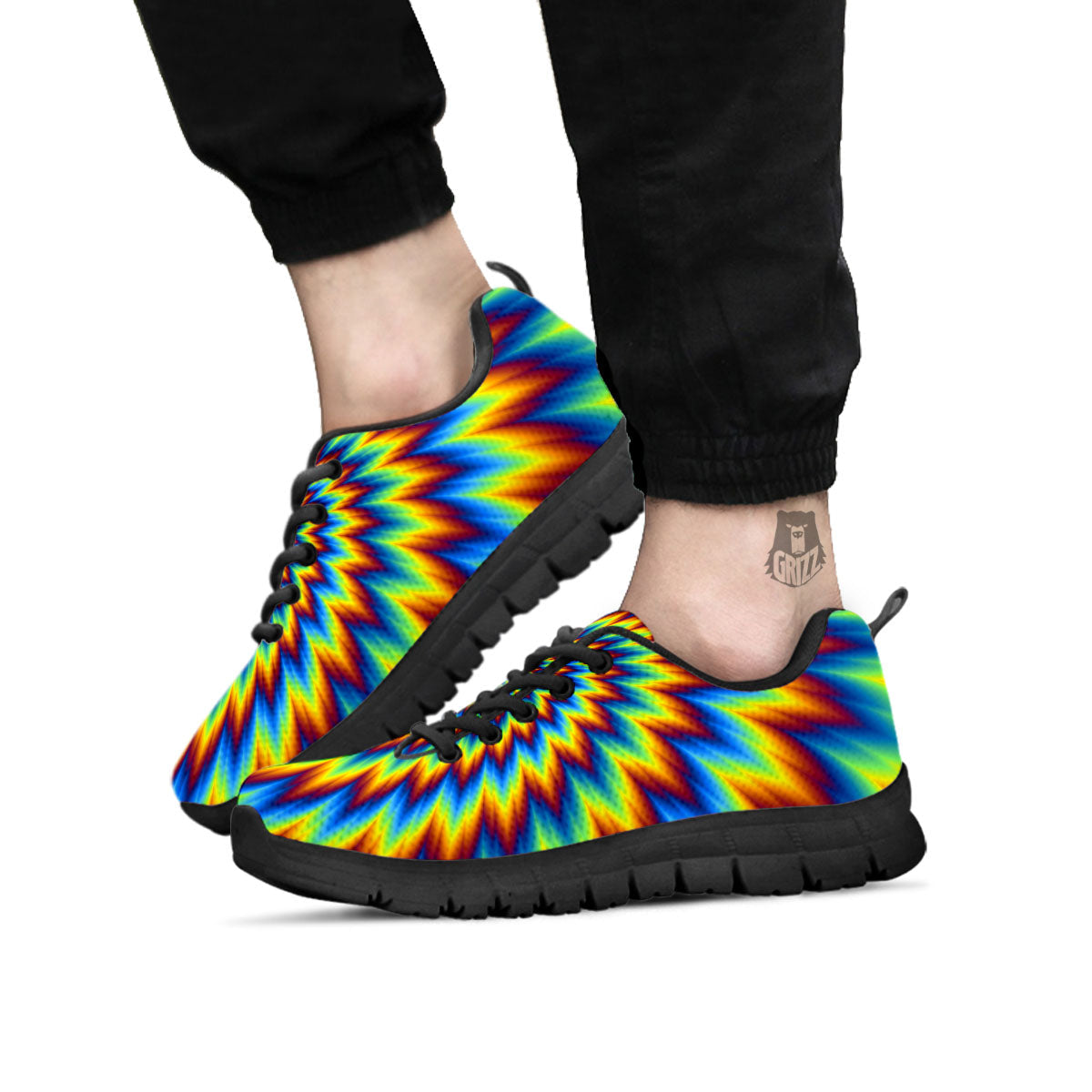 Illusion Optical Psychedelic Expansion Black Sneaker-grizzshop