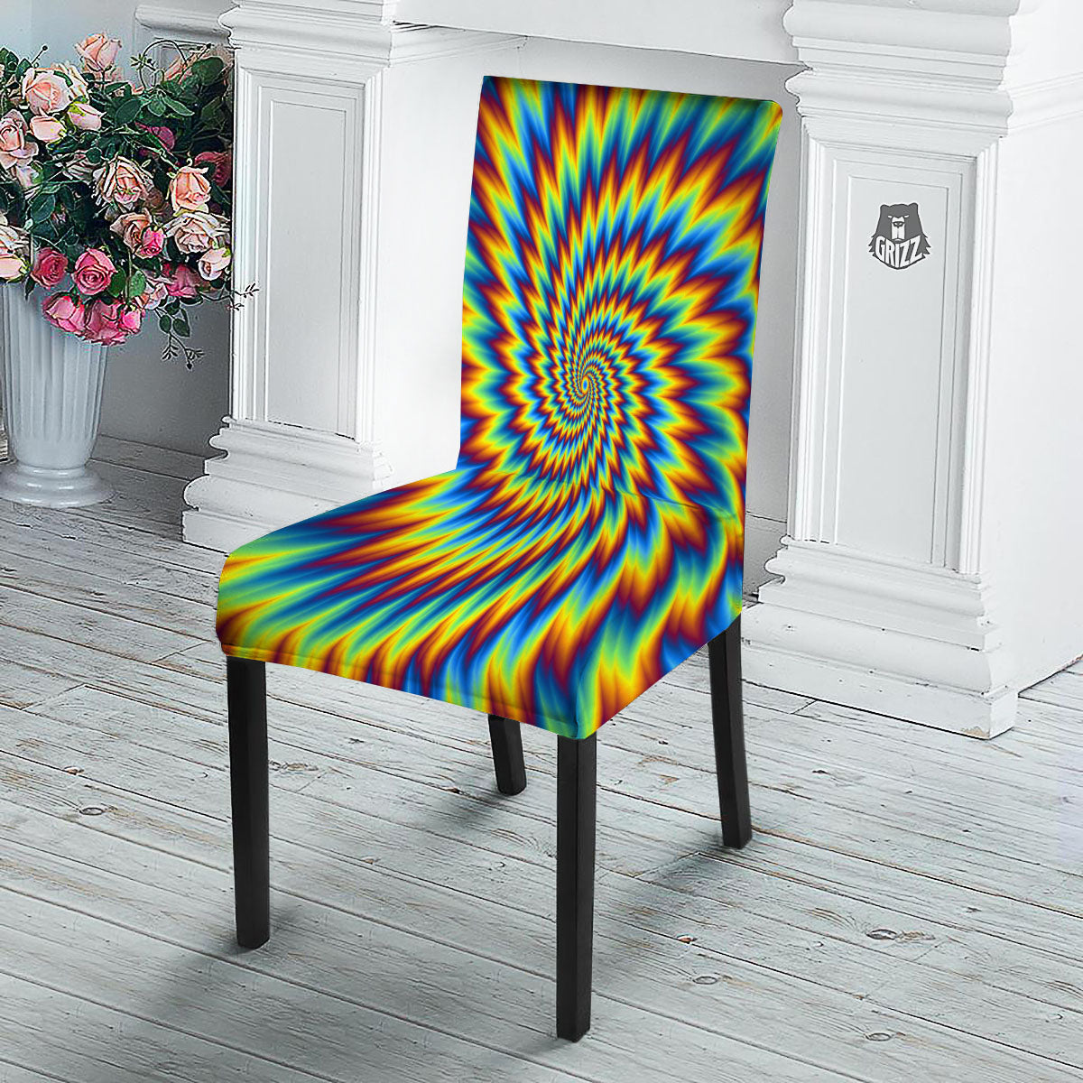 Illusion Optical Psychedelic Expansion Dining Chair Slipcover-grizzshop