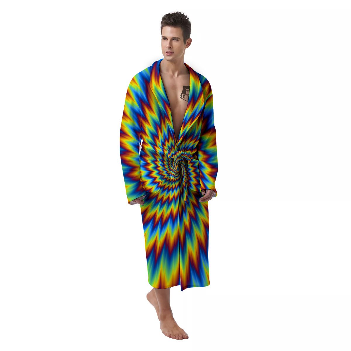 Illusion Optical Psychedelic Expansion Men's Robe-grizzshop