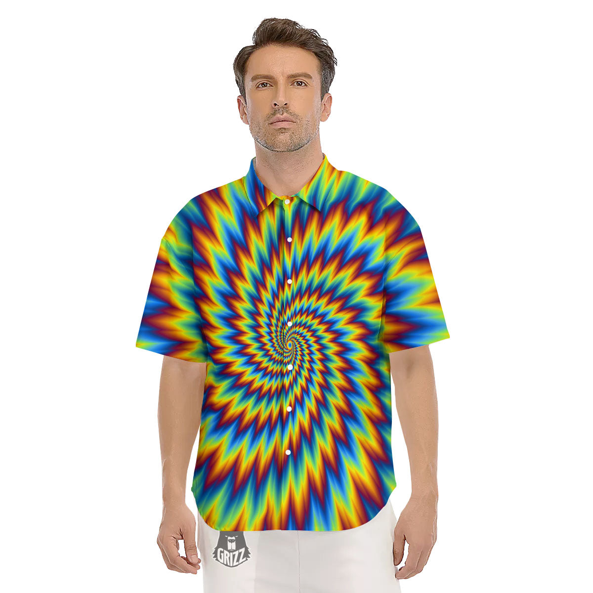 Illusion Optical Psychedelic Expansion Men's Short Sleeve Shirts-grizzshop