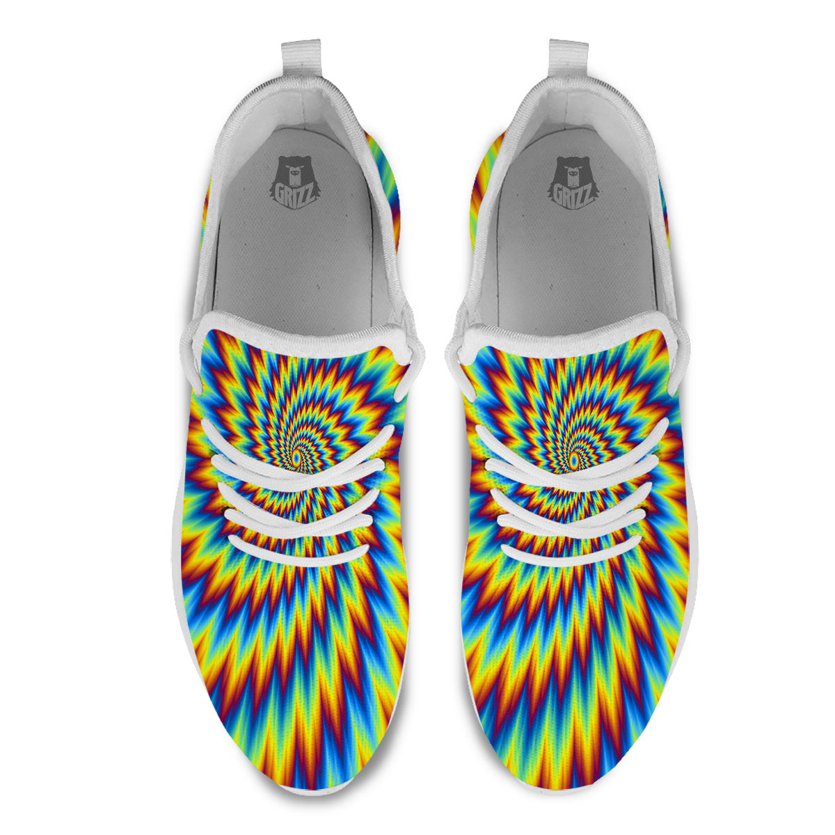 Illusion Optical Psychedelic Expansion White Athletic Shoes-grizzshop