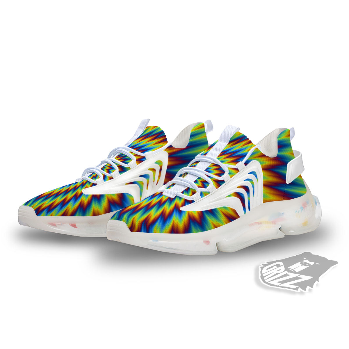Illusion Optical Psychedelic Expansion White Gym Shoes-grizzshop