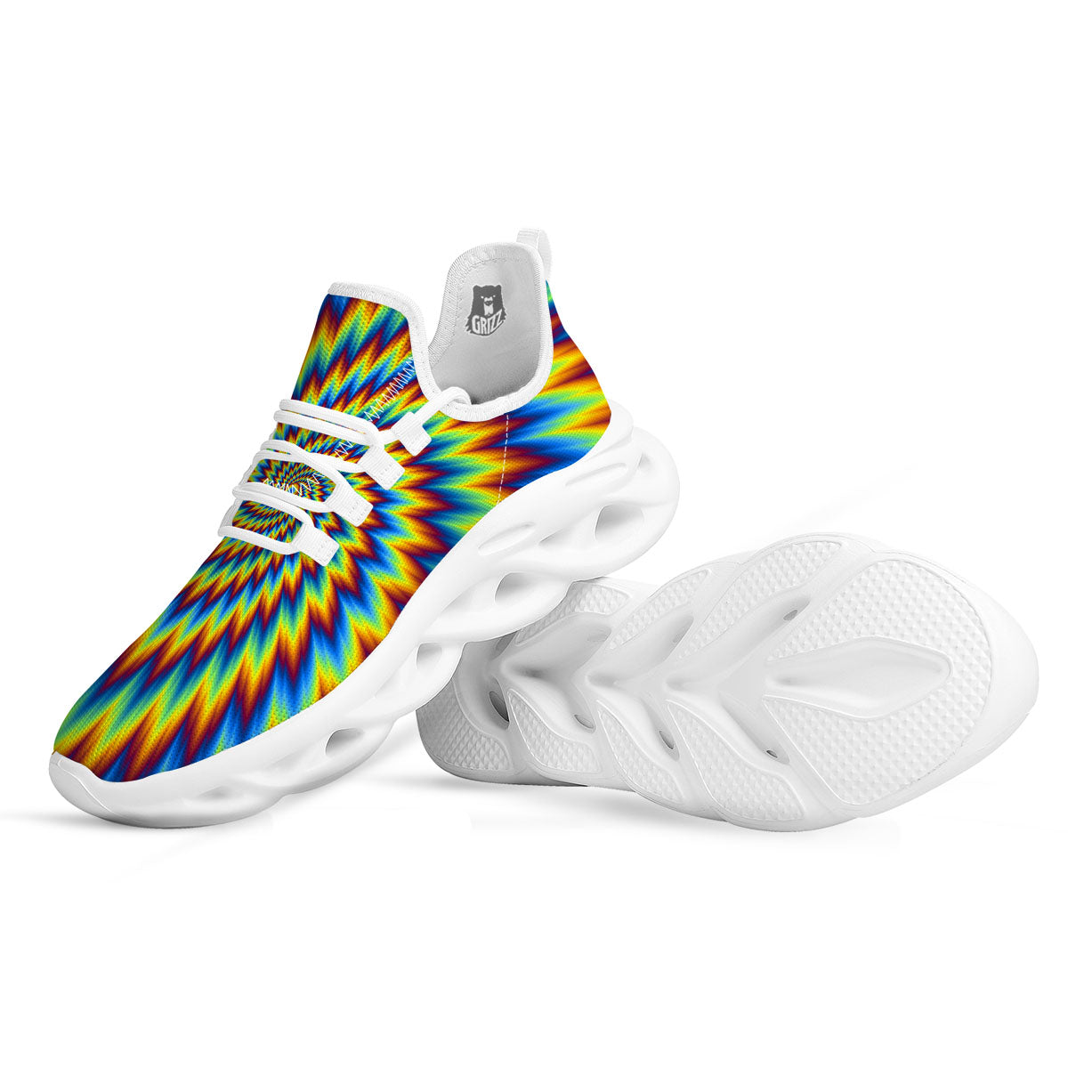 Illusion Optical Psychedelic Expansion White Running Shoes-grizzshop