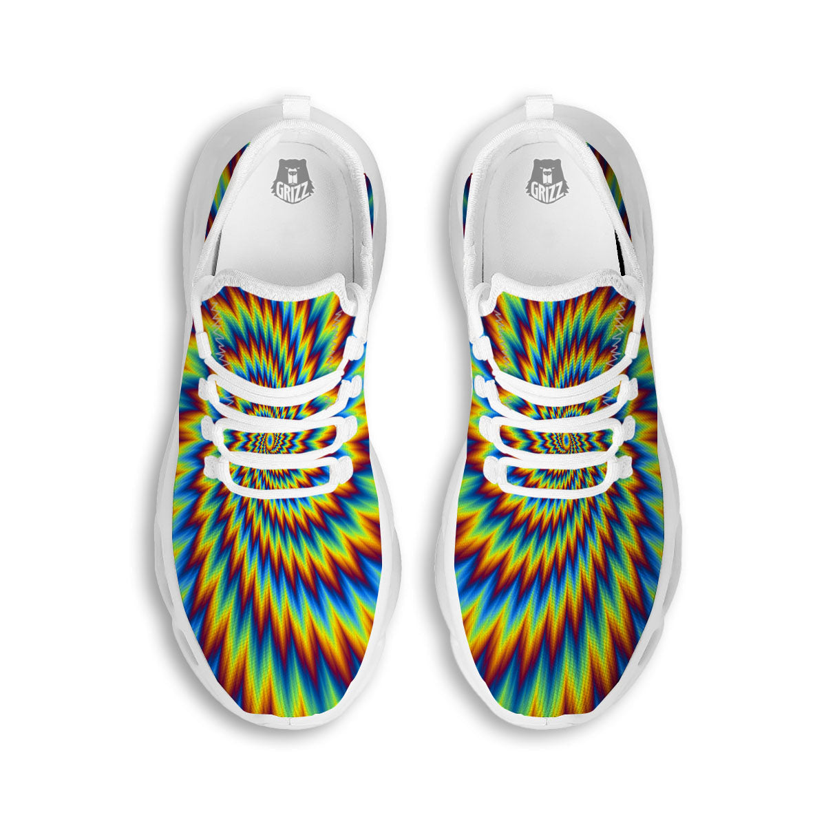 Illusion Optical Psychedelic Expansion White Running Shoes-grizzshop