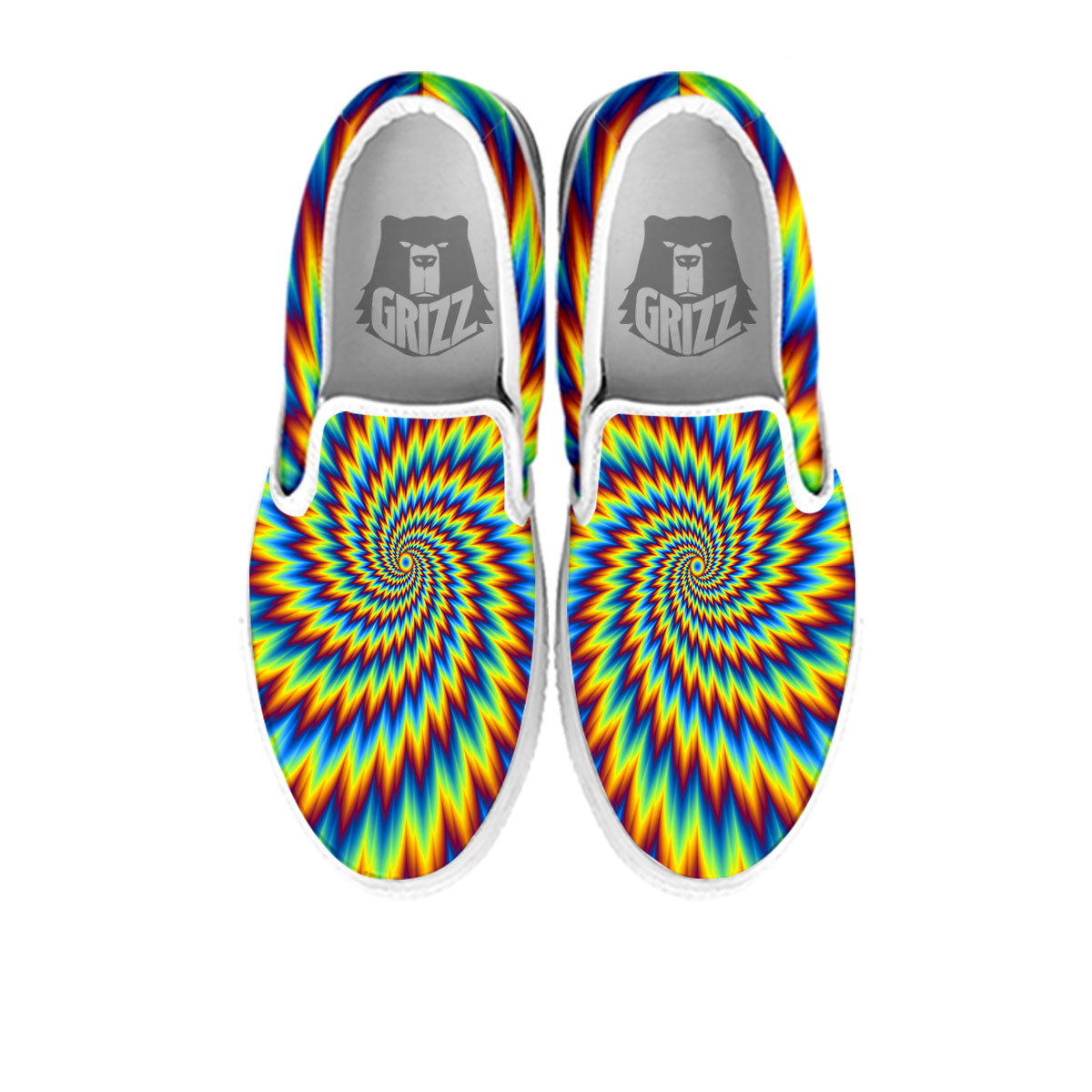 Illusion Optical Psychedelic Expansion White Slip On Shoes-grizzshop