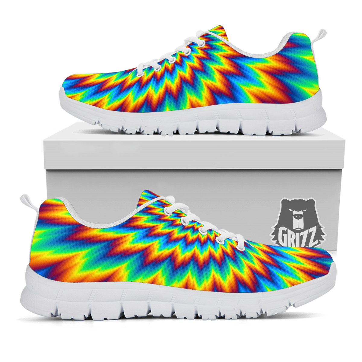 Illusion Optical Psychedelic Expansion White Sneaker-grizzshop