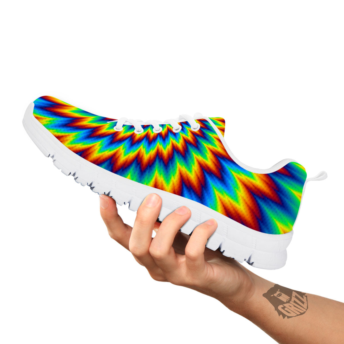 Illusion Optical Psychedelic Expansion White Sneaker-grizzshop