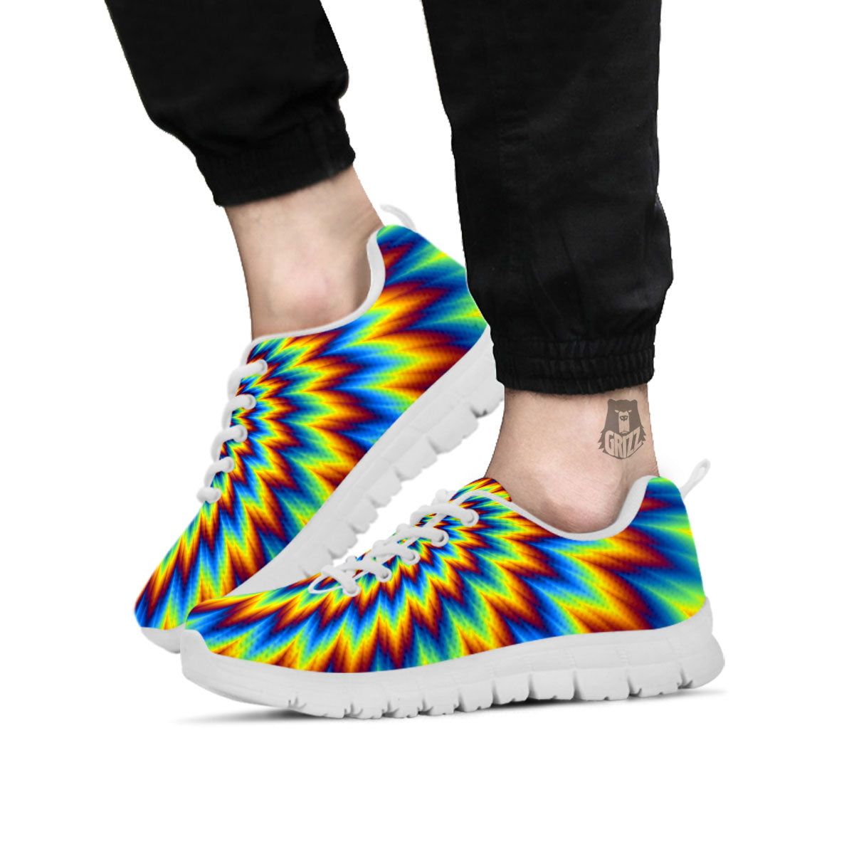 Illusion Optical Psychedelic Expansion White Sneaker-grizzshop