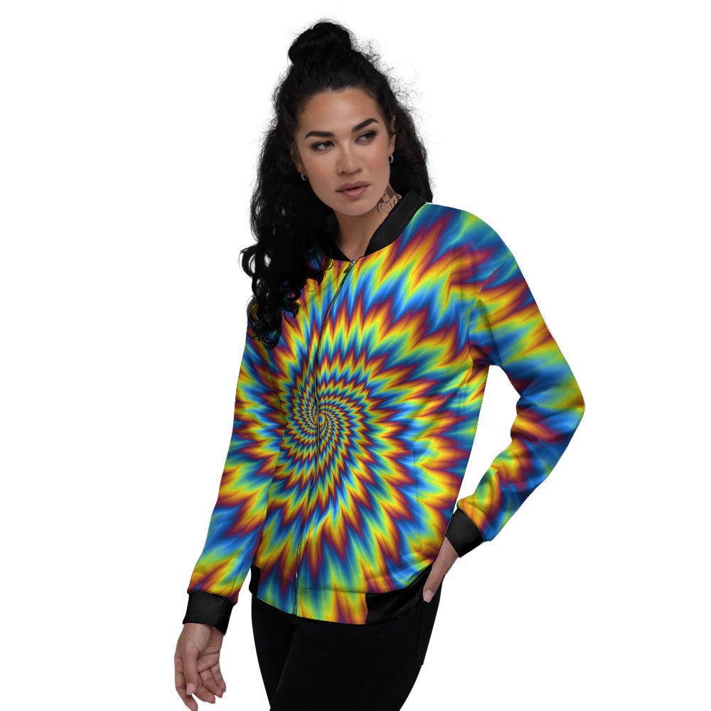 Illusion Optical Psychedelic Expansion Women's Bomber Jacket-grizzshop