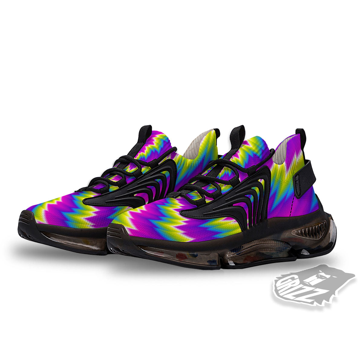 Illusion Optical Psychedelic Radiant Black Gym Shoes-grizzshop