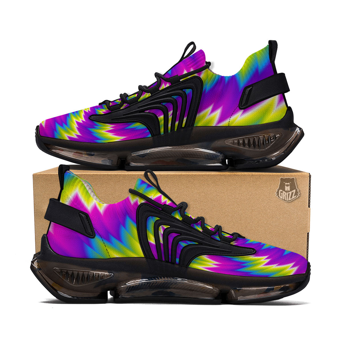 Illusion Optical Psychedelic Radiant Black Gym Shoes-grizzshop