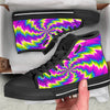 Illusion Optical Psychedelic Radiant Black High Top Shoes-grizzshop