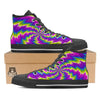 Illusion Optical Psychedelic Radiant Black High Top Shoes-grizzshop