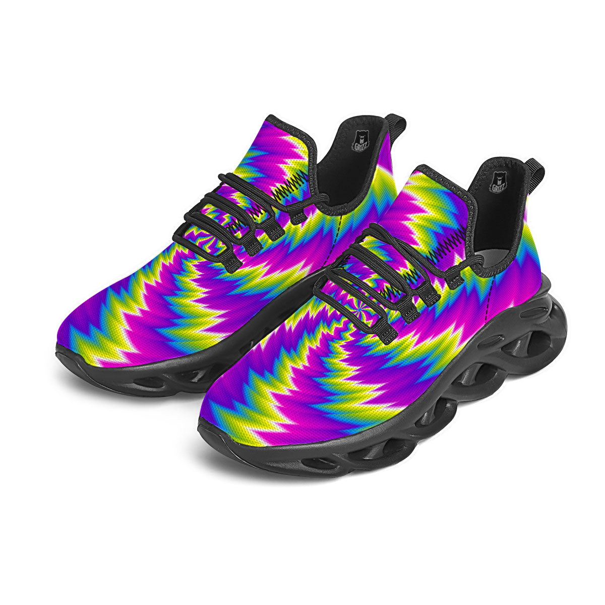Illusion Optical Psychedelic Radiant Black Running Shoes-grizzshop