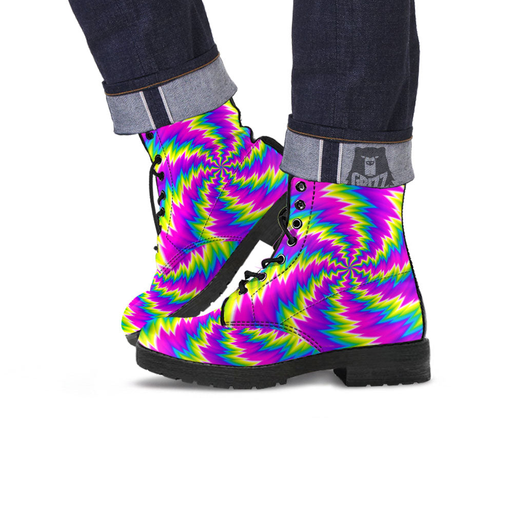 Illusion Optical Psychedelic Radiant Leather Boots-grizzshop