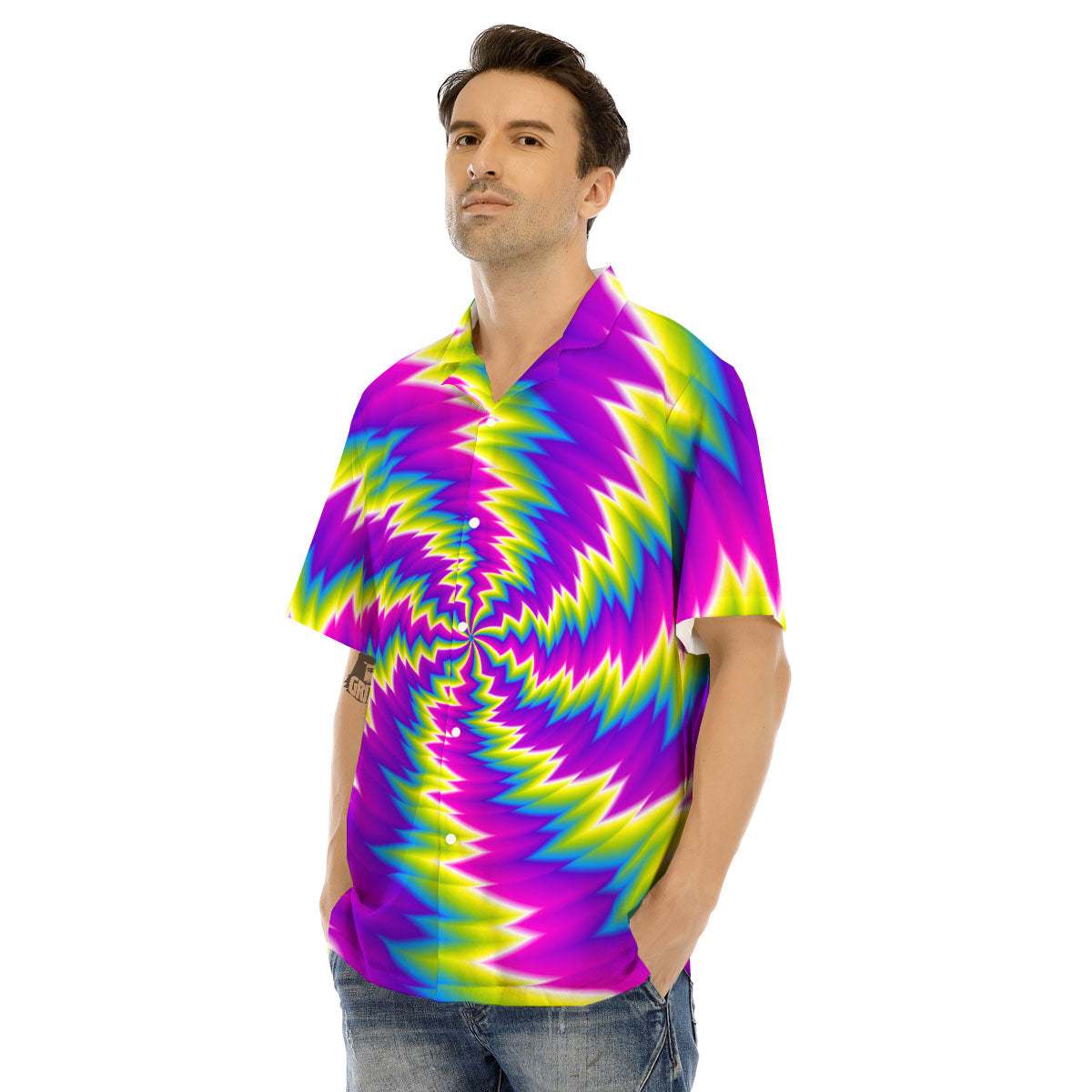 Illusion Optical Psychedelic Radiant Men's Hawaiian Shirt-grizzshop