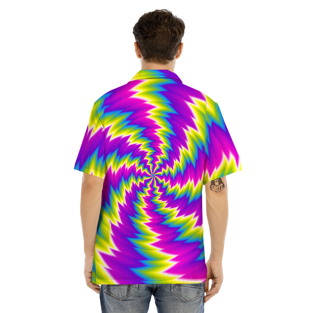 Illusion Optical Psychedelic Radiant Men's Hawaiian Shirt-grizzshop