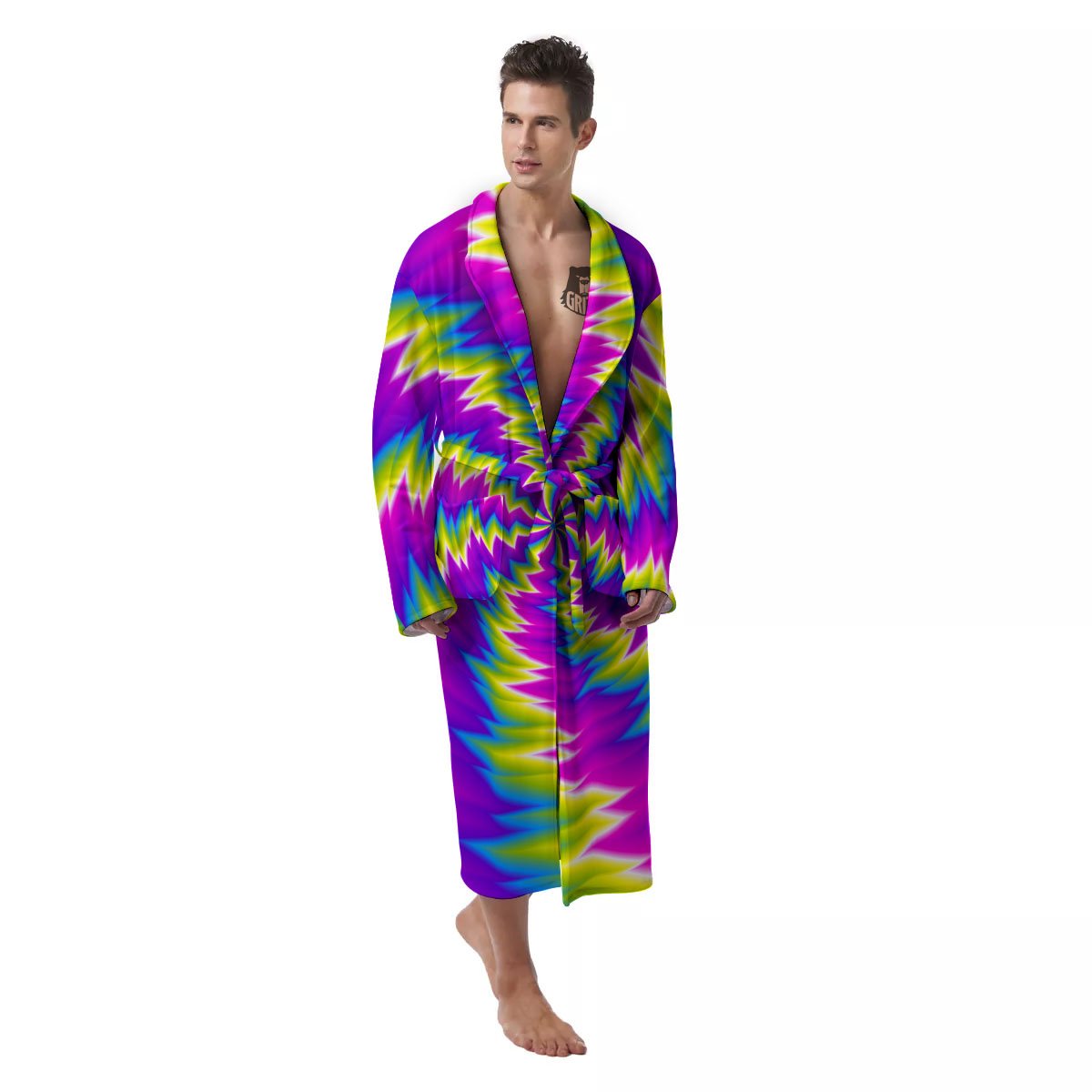 Illusion Optical Psychedelic Radiant Men's Robe-grizzshop