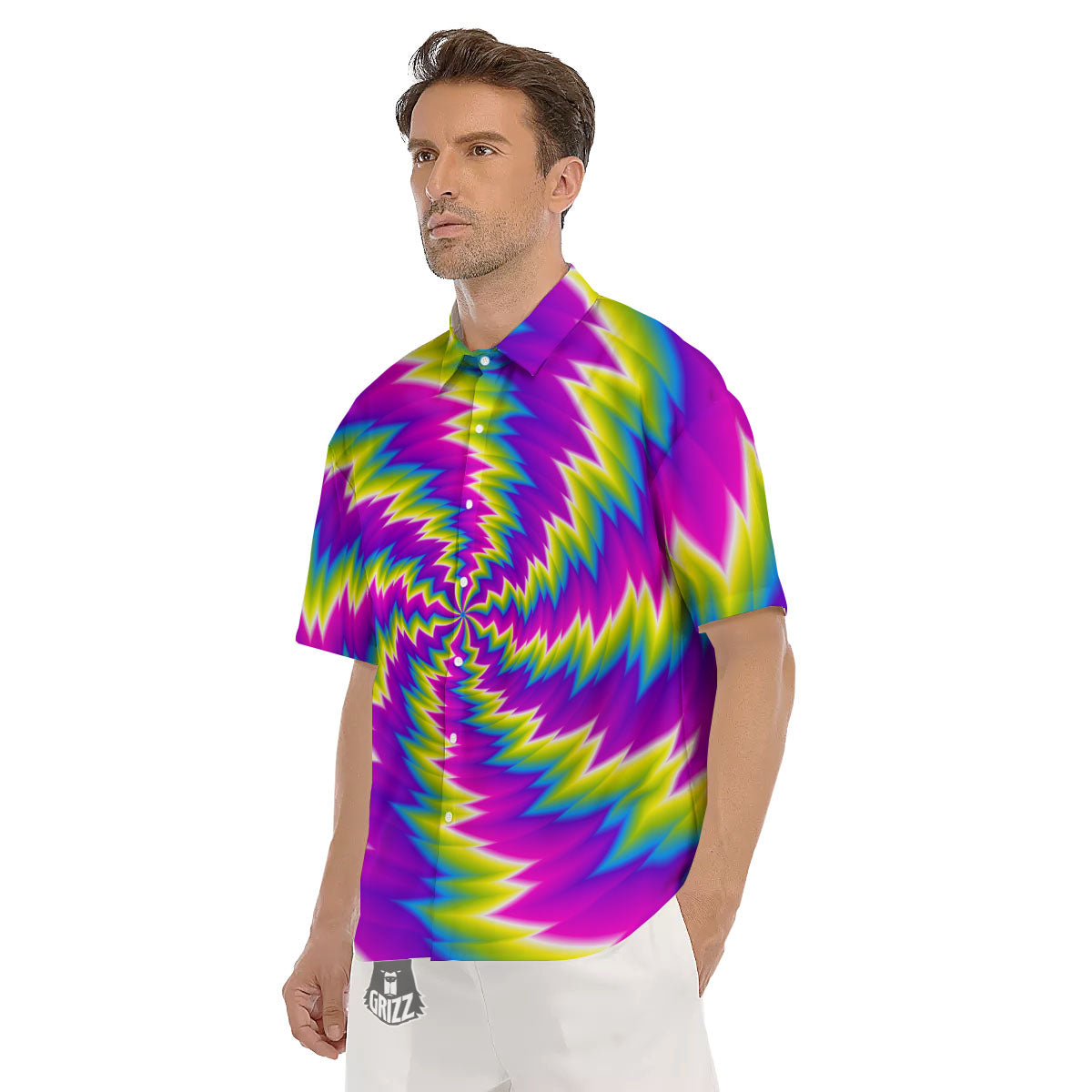 Illusion Optical Psychedelic Radiant Men's Short Sleeve Shirts-grizzshop