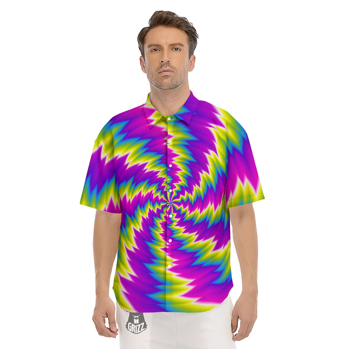 Illusion Optical Psychedelic Radiant Men's Short Sleeve Shirts-grizzshop