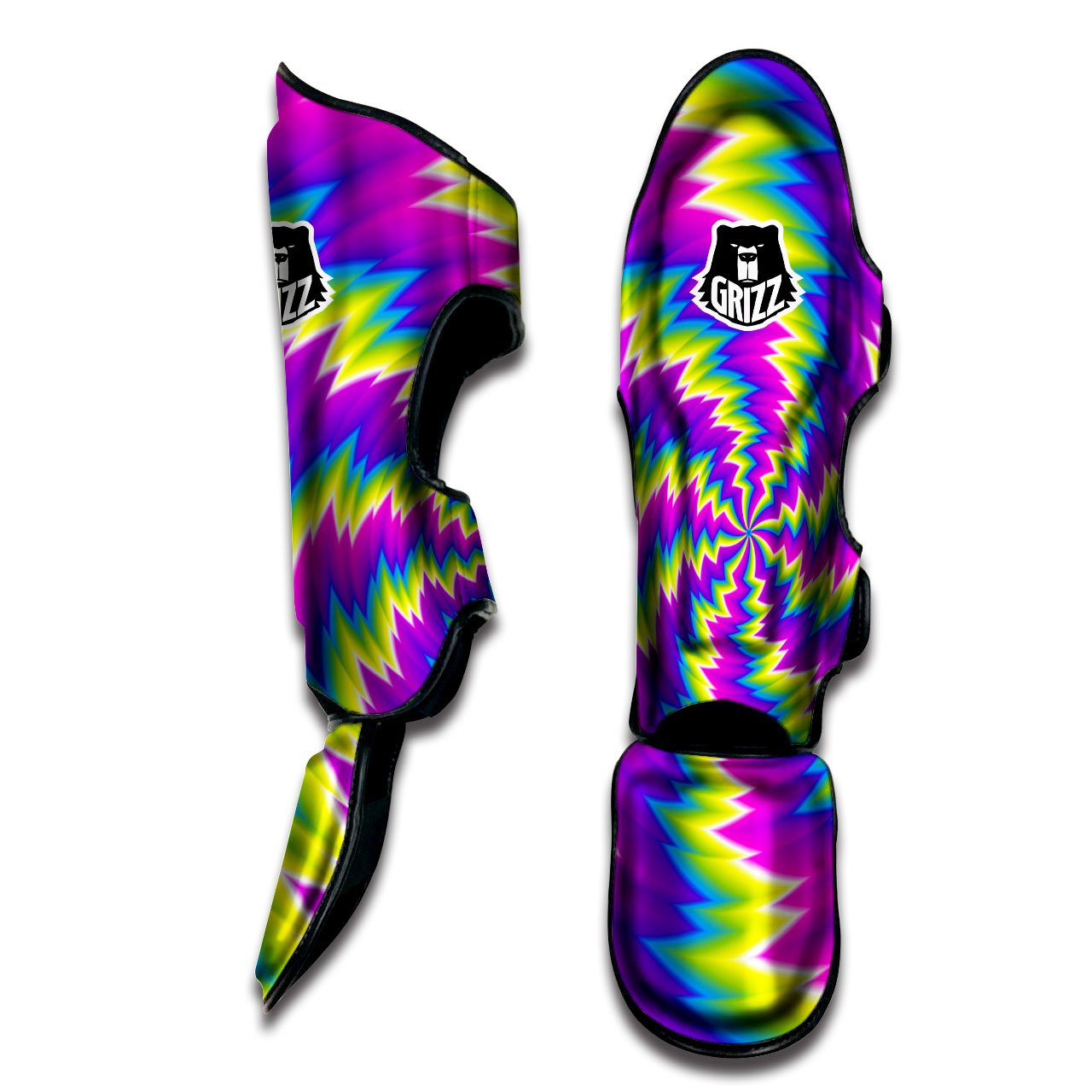 Illusion Optical Psychedelic Radiant Muay Thai Shin Guards-grizzshop