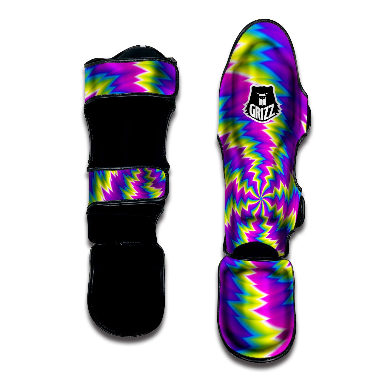 Illusion Optical Psychedelic Radiant Muay Thai Shin Guards-grizzshop