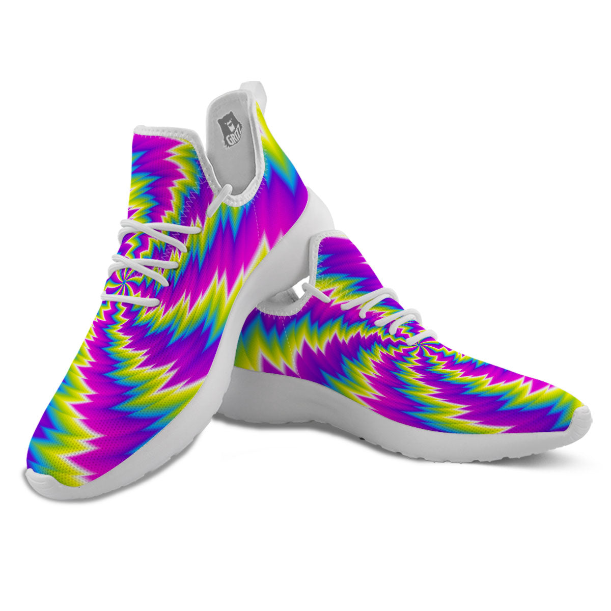 Illusion Optical Psychedelic Radiant White Athletic Shoes-grizzshop