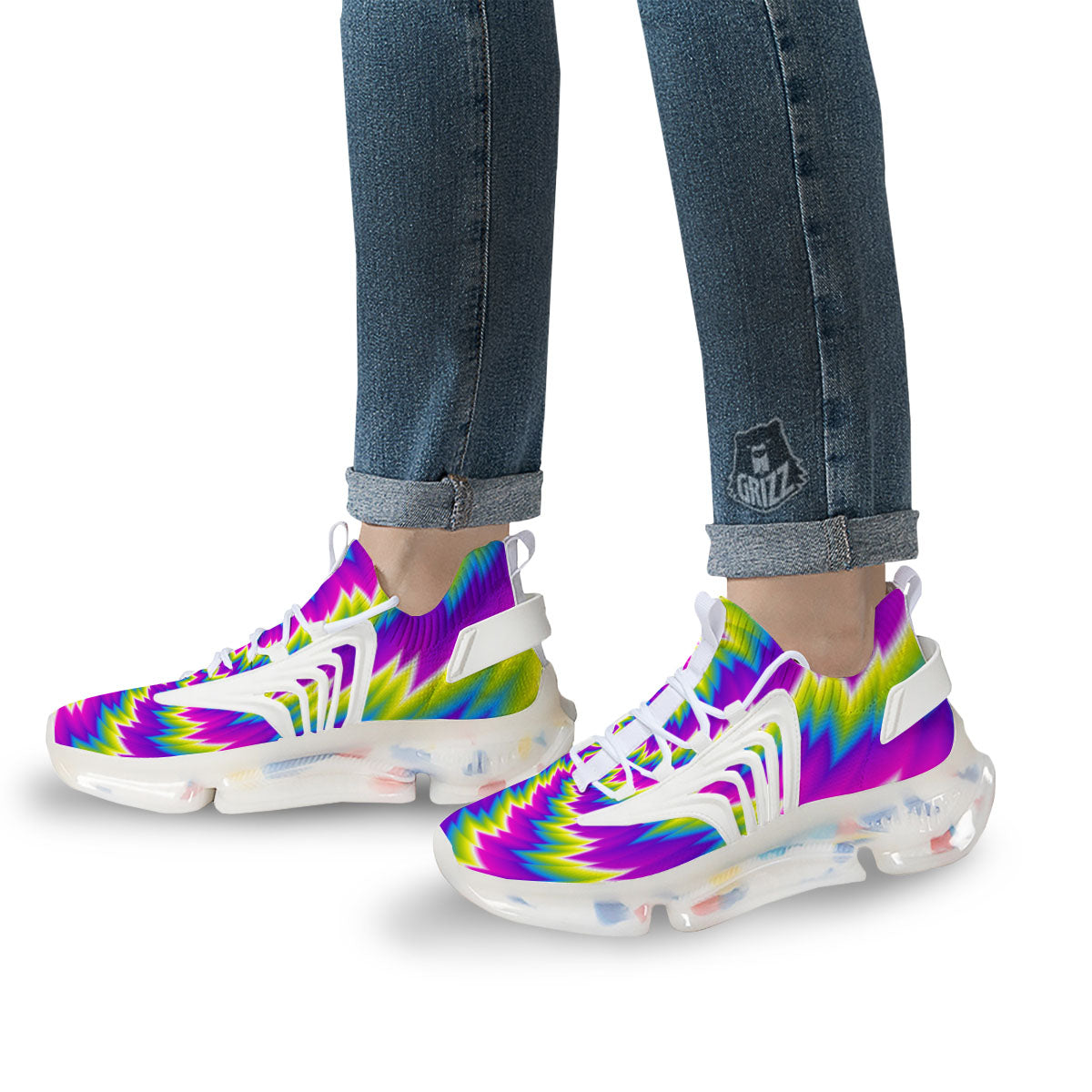 Illusion Optical Psychedelic Radiant White Gym Shoes-grizzshop