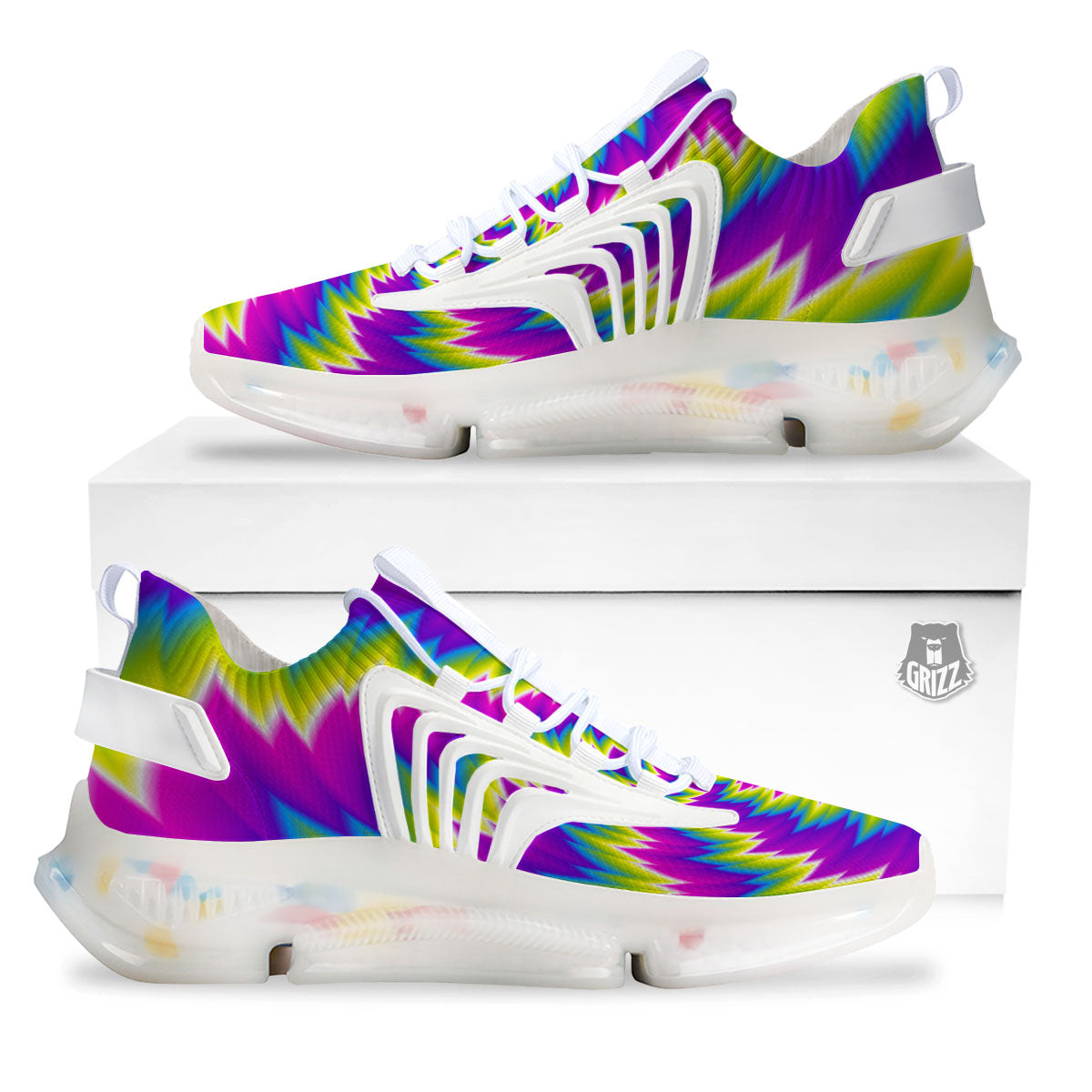 Illusion Optical Psychedelic Radiant White Gym Shoes-grizzshop