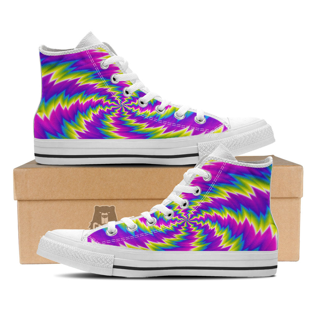 Illusion Optical Psychedelic Radiant White High Top Shoes-grizzshop