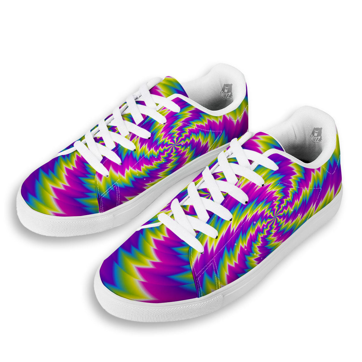 Illusion Optical Psychedelic Radiant White Low Top Sneakers-grizzshop