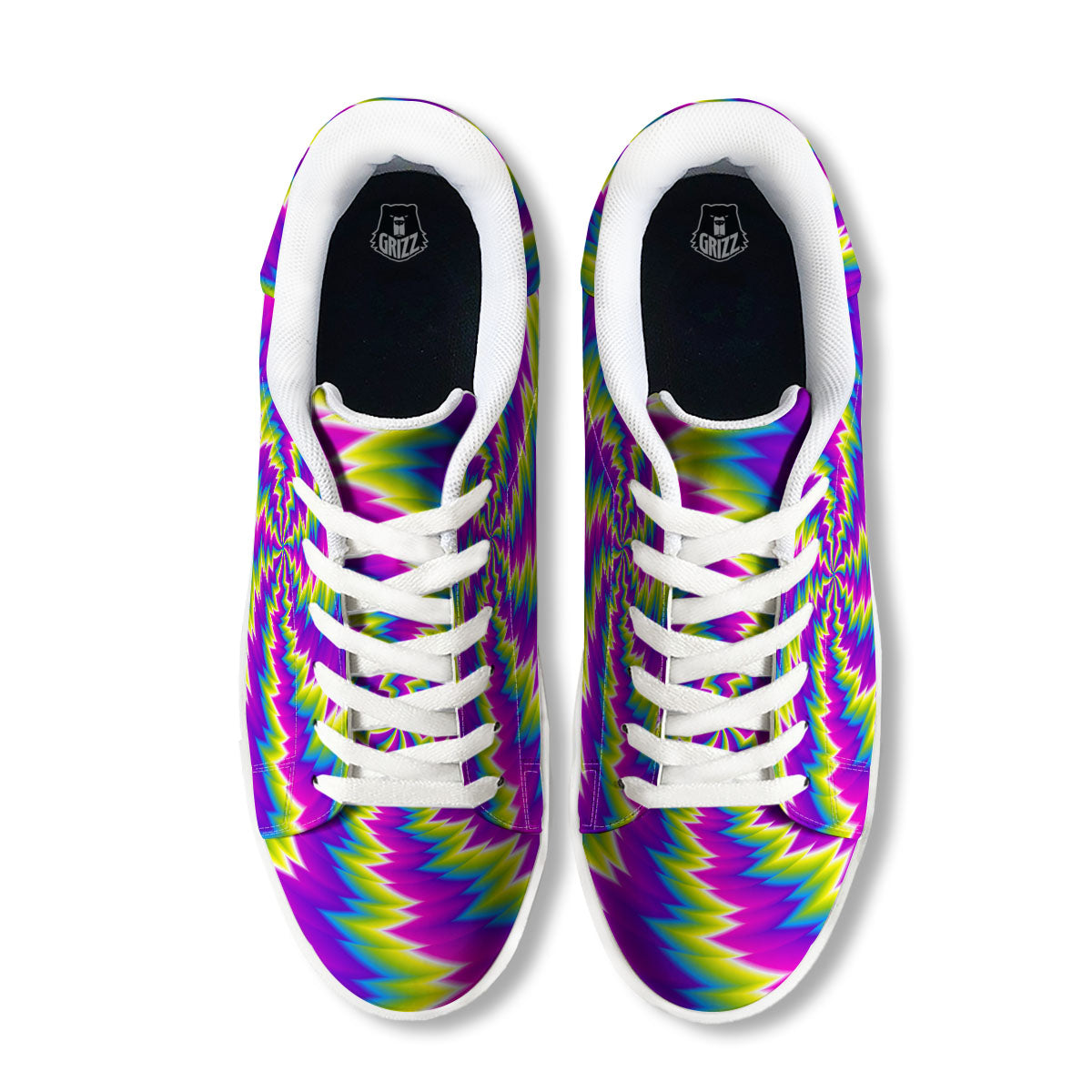 Illusion Optical Psychedelic Radiant White Low Top Sneakers-grizzshop