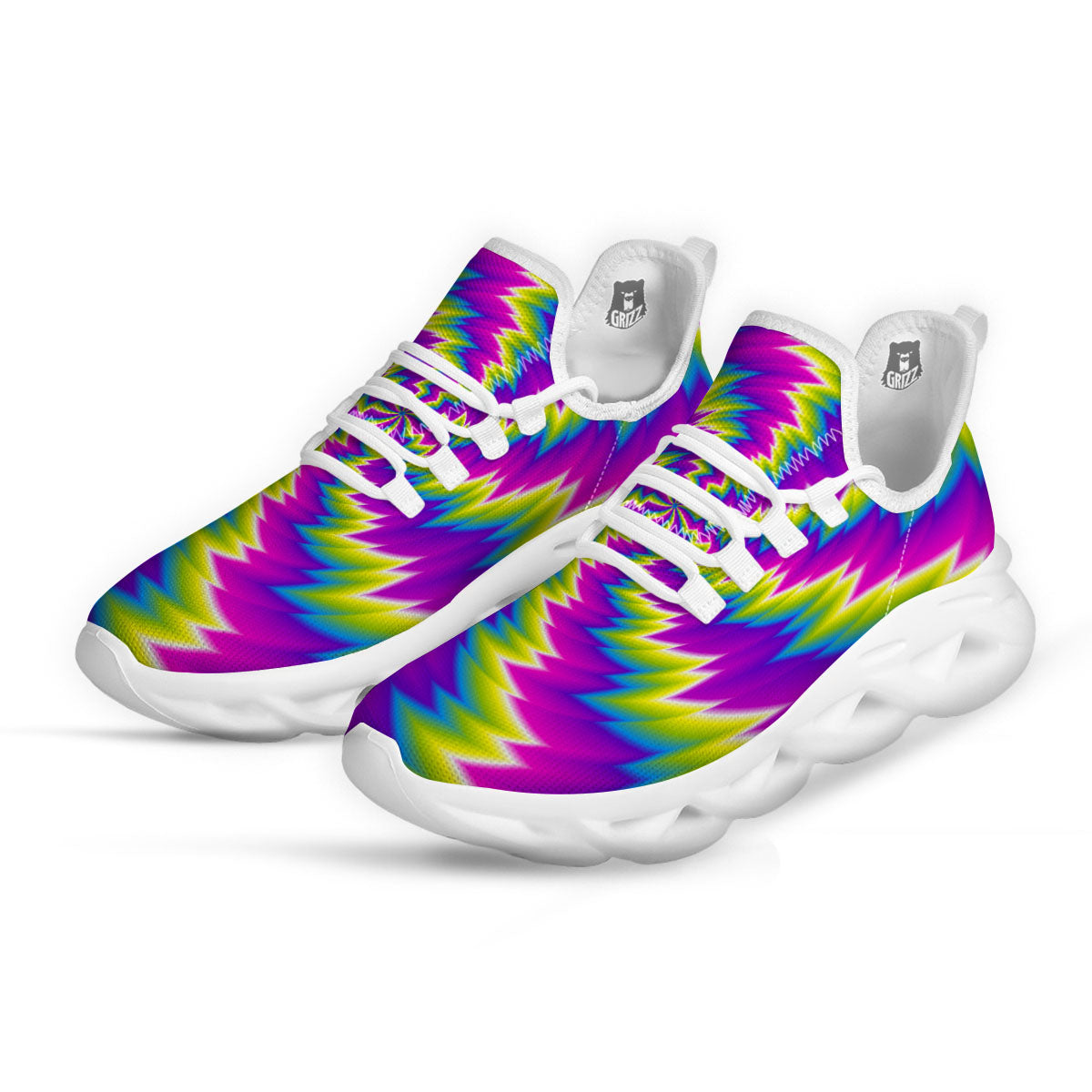 Illusion Optical Psychedelic Radiant White Running Shoes-grizzshop