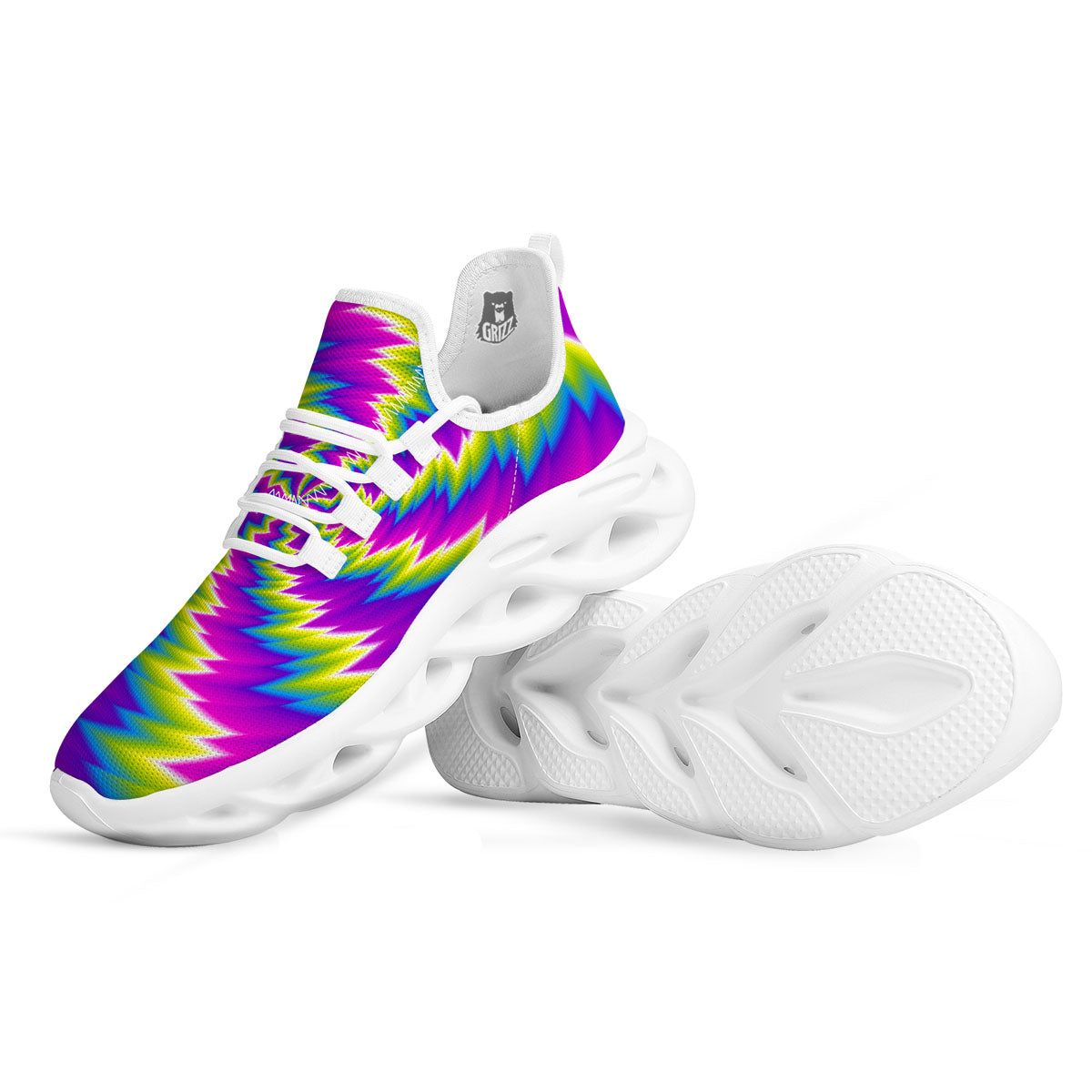 Illusion Optical Psychedelic Radiant White Running Shoes-grizzshop