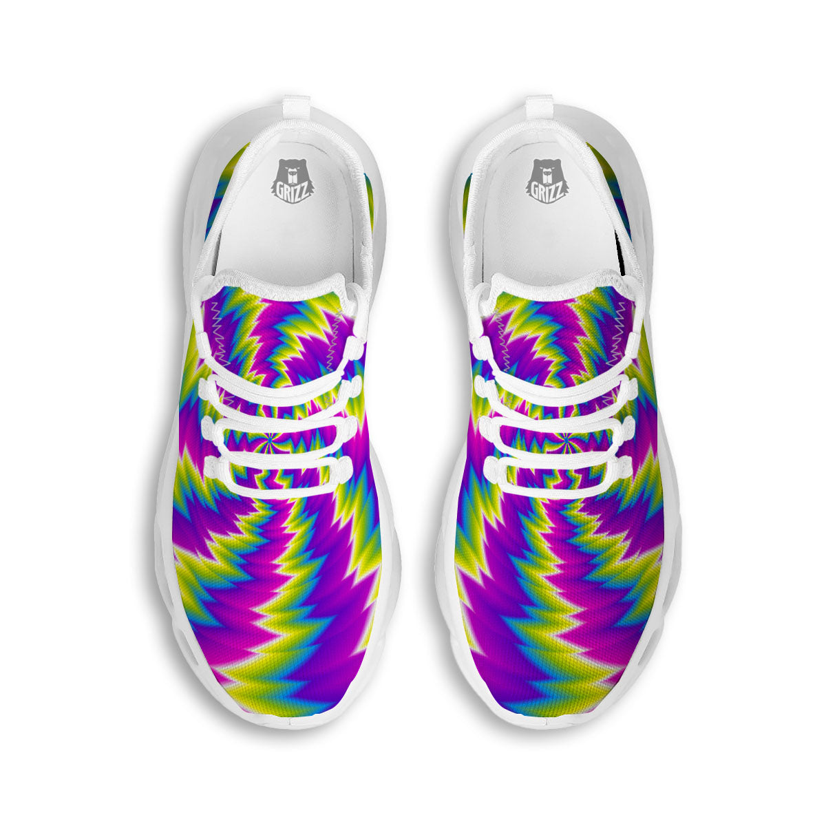Illusion Optical Psychedelic Radiant White Running Shoes-grizzshop
