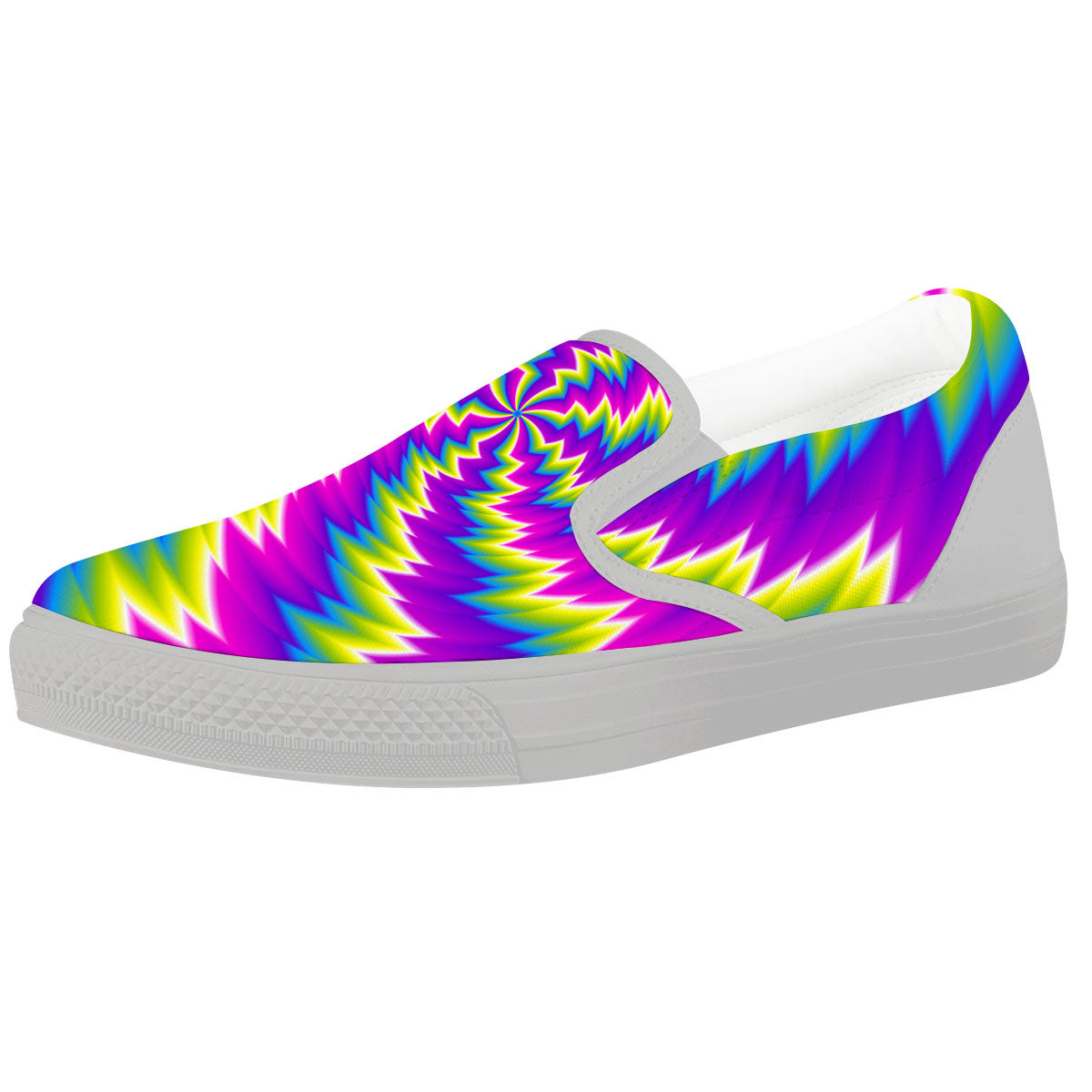 Illusion Optical Psychedelic Radiant White Slip On Shoes-grizzshop