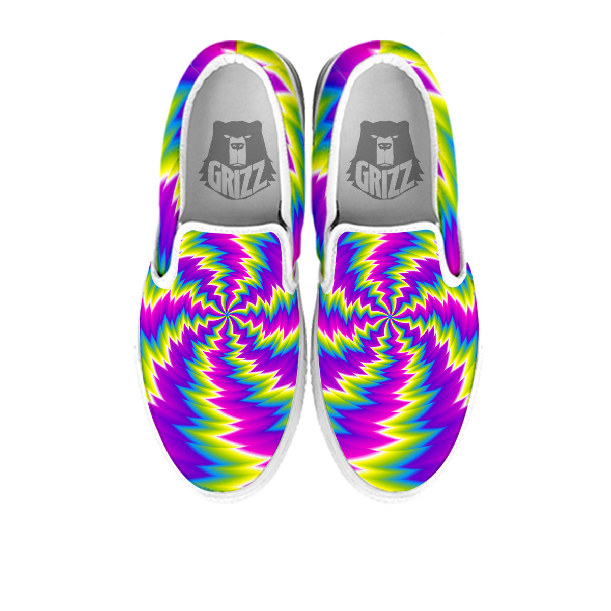 Illusion Optical Psychedelic Radiant White Slip On Shoes-grizzshop