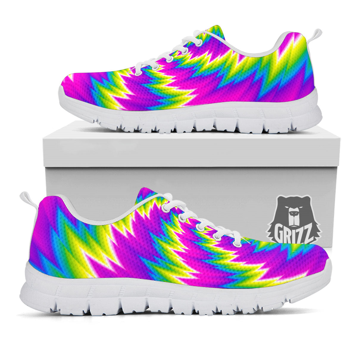 Illusion Optical Psychedelic Radiant White Sneaker-grizzshop