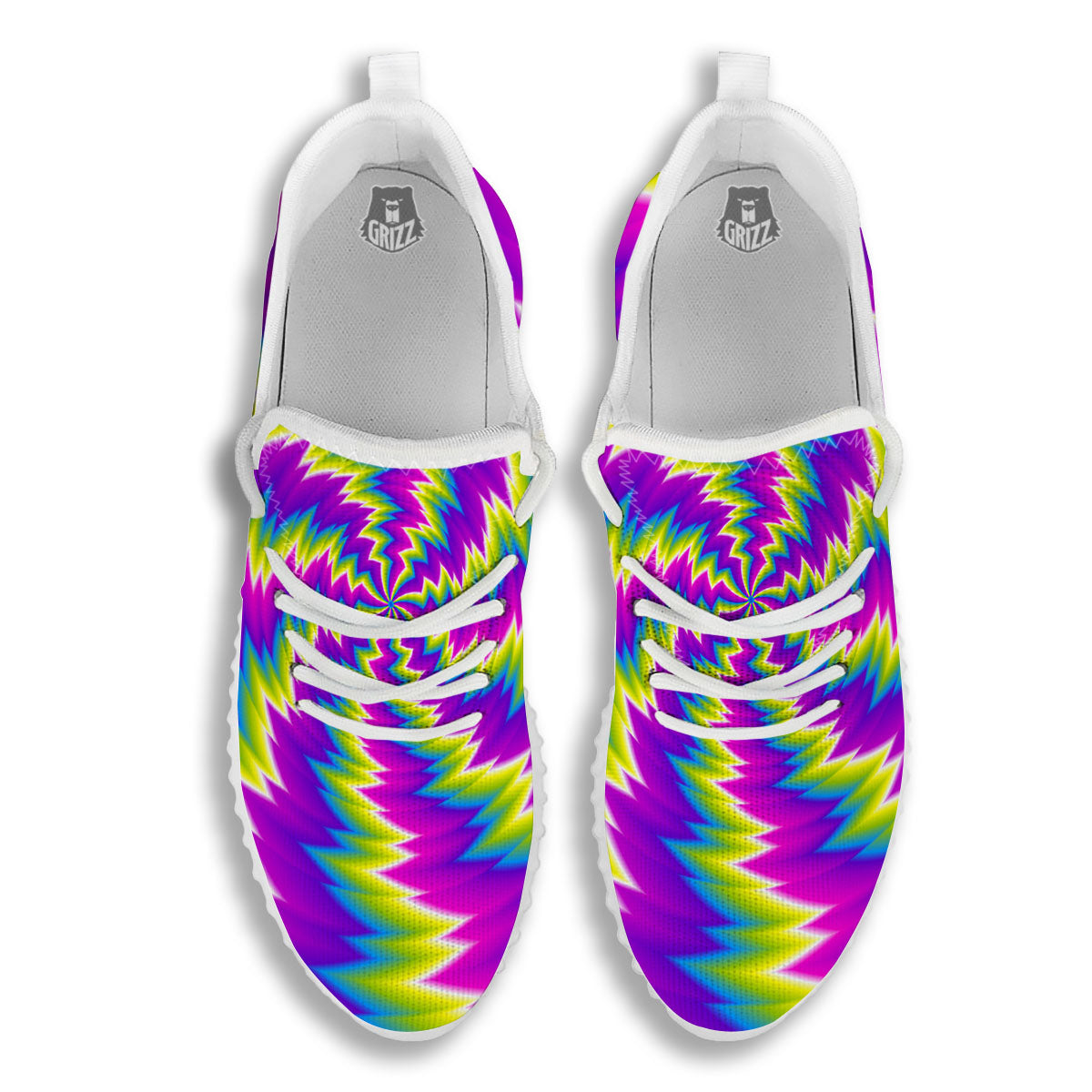 Illusion Optical Psychedelic Radiant White Walking Shoes-grizzshop