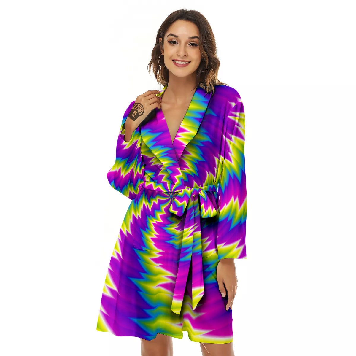 Illusion Optical Psychedelic Radiant Women's Robe-grizzshop