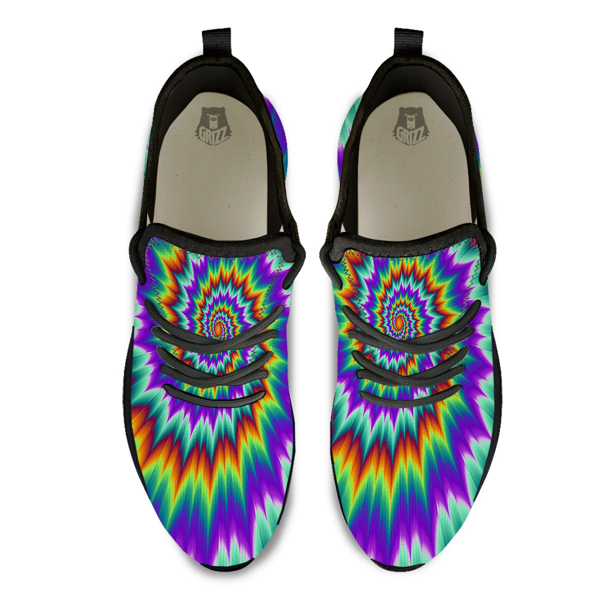 Illusion Optical Psychedelic Spiral Black Athletic Shoes-grizzshop