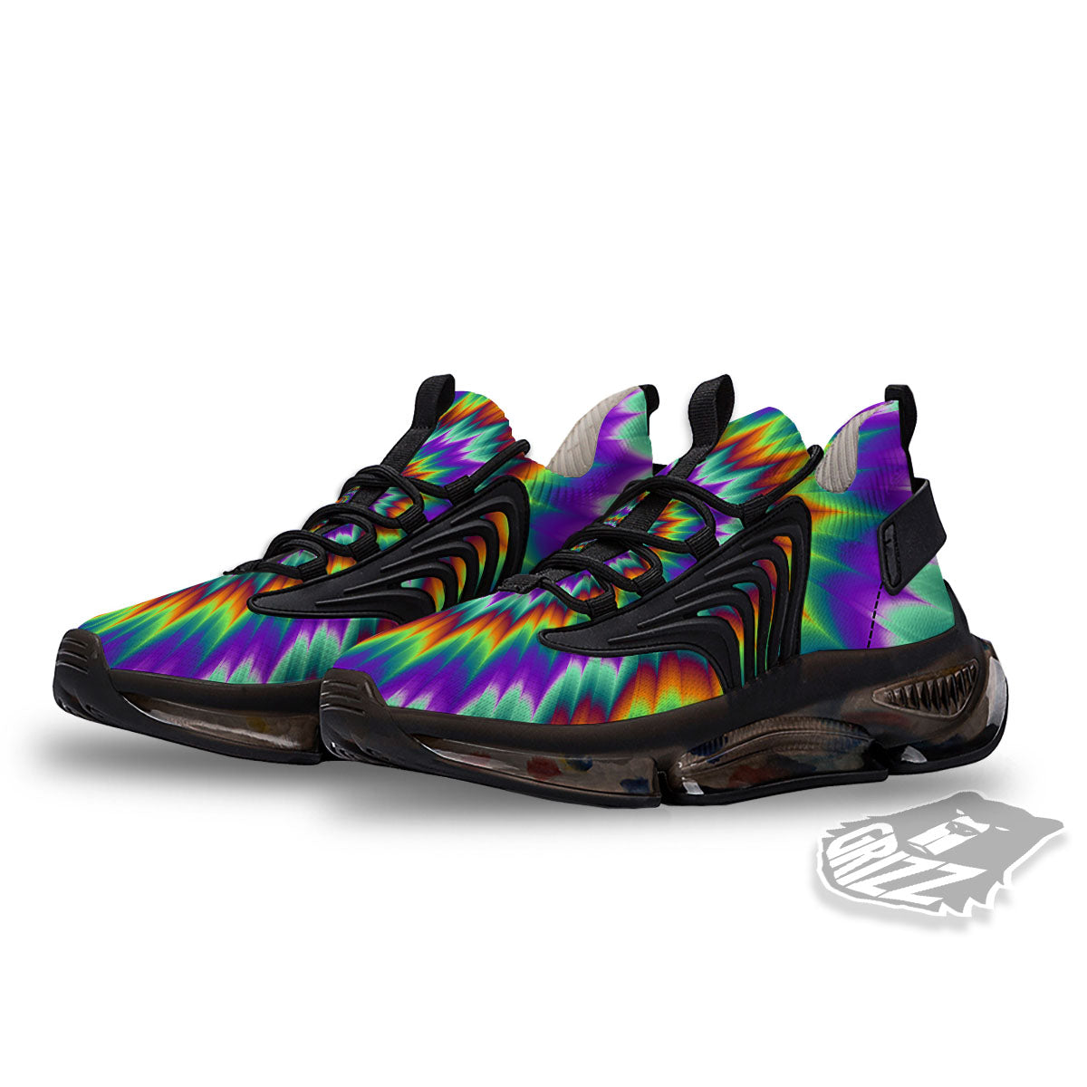 Illusion Optical Psychedelic Spiral Black Gym Shoes-grizzshop