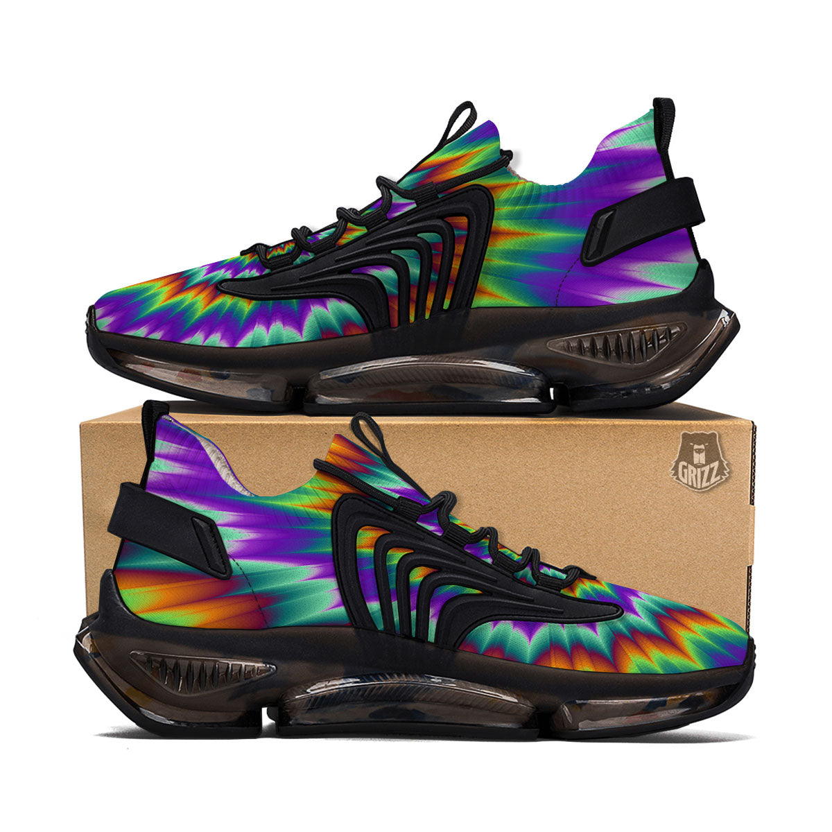 Illusion Optical Psychedelic Spiral Black Gym Shoes-grizzshop