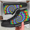 Illusion Optical Psychedelic Spiral Black High Top Shoes-grizzshop