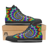 Illusion Optical Psychedelic Spiral Black High Top Shoes-grizzshop