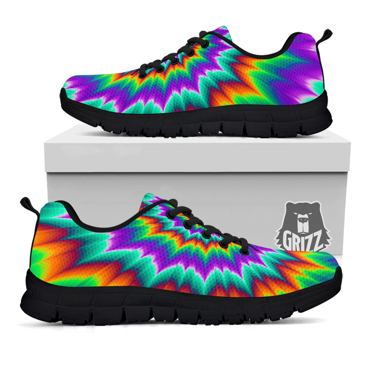 Illusion Optical Psychedelic Spiral Black Sneaker-grizzshop